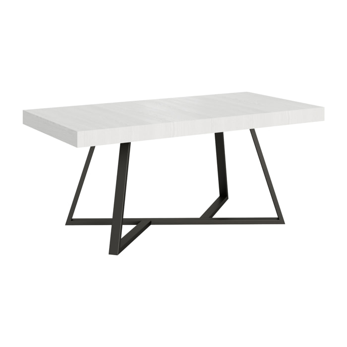 Table extensible 90x200/460 cm Booster frêne blanc pieds anthracite