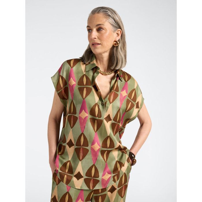 Elena Mirò - Blusa in viscosa stampata - Marrone
