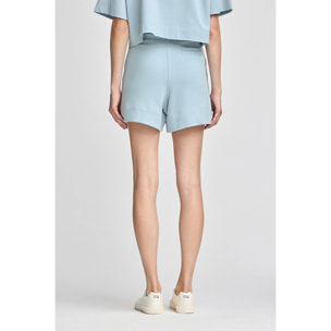 Pantaloncini in cotone blu chiaro con logo ricamato