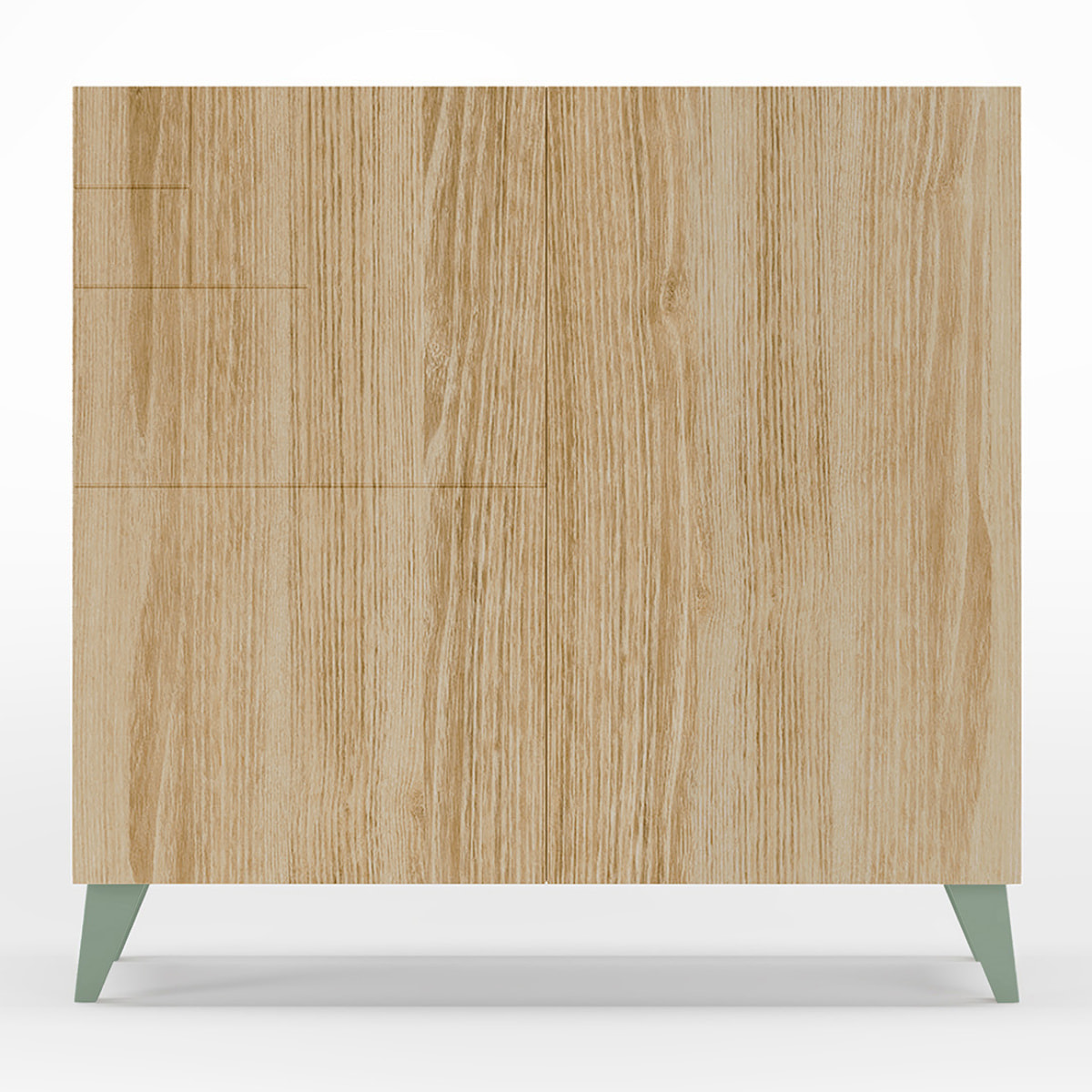 Zapatero Bergen melamina roble patas verde 87x90x27 cm