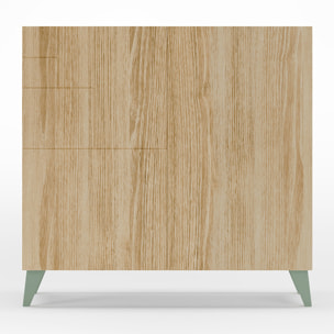 Zapatero Bergen melamina roble patas verde 87x90x27 cm