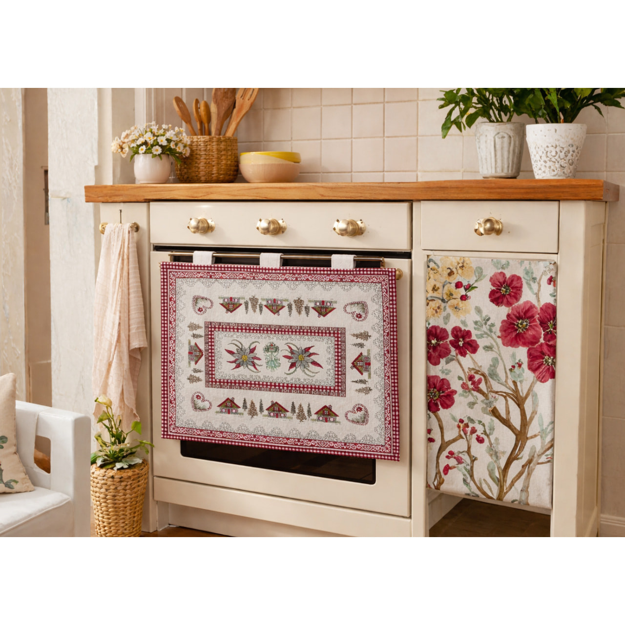 Copriforno Cucina Universale Cinigliato Copertura ProtezioneDecoarzione Forno Disegno MontBlanc