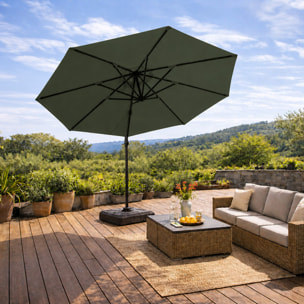 Parasol octogonal Ø 350cm déporté vert en aluminium TARGA
