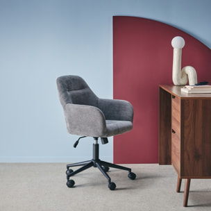 Chaise de bureau à roulettes ajustable métal et tissu gris - L 57 x P 57 x H 85/94.5cm - Stan