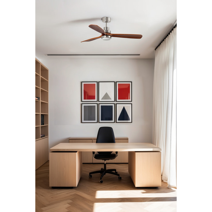 LANTAU XL LED Ventilateur de plafond nickel mat/noyer TUYA