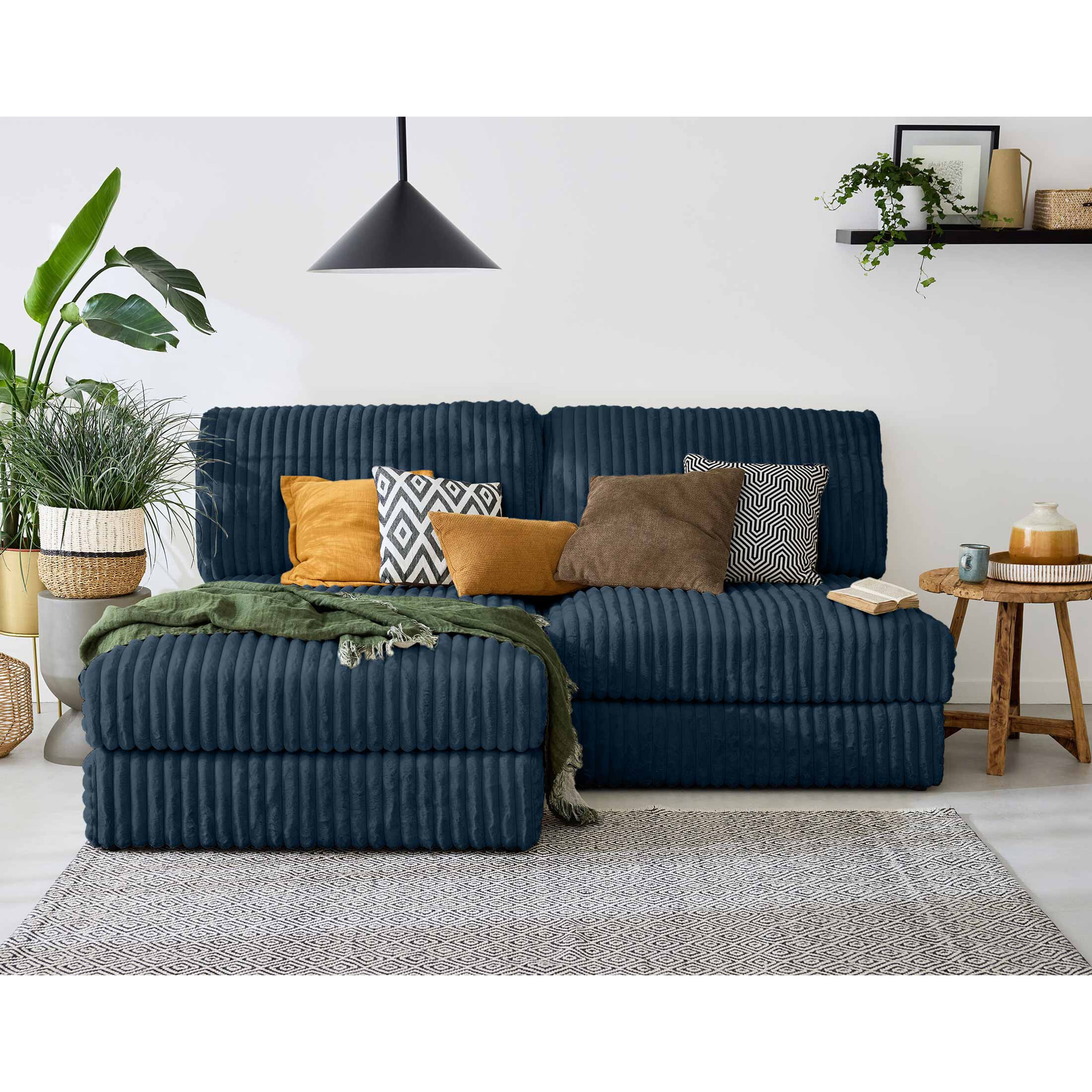 Jasper - module d'assise - en fausse fourrure côtelée - Bleu