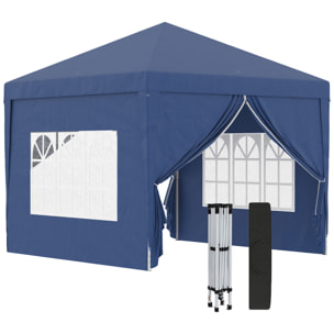 Carpa Plegable Pop-up Gazebo 3x3 m Cenador Plegable con 4 Paredes Laterales Anti-UV y Bolsa de Transporte para Camping Fiestas Azul