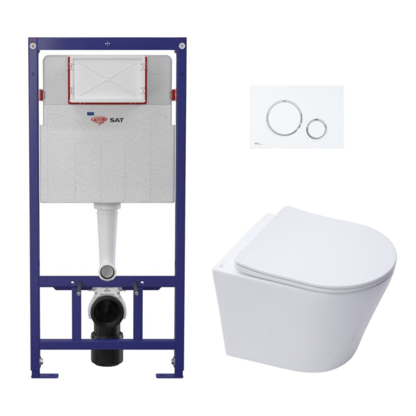 Pack WC bâti ECO 2L Swiss Aqua Technologies + WC suspendu Swiss Aqua Technologies + plaque blanche (STESTINWR04-FR)