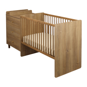 Lit combiné 120x60 évolutif en 90x190 décor bois chêne mokka