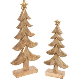 J-Line décoration Sapin de Noël - bois - or - large