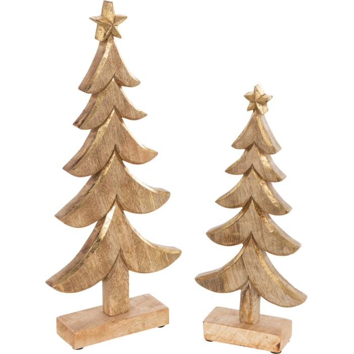 J-Line décoration Sapin de Noël - bois - or - large
