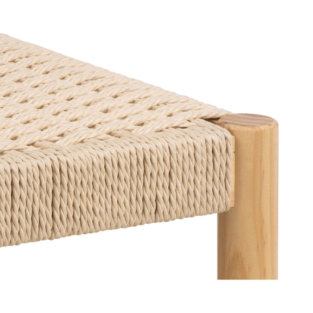 Liora - tabouret en bois de pin et corde tressée – H 45cm - Bois / Beige