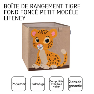 Boîte de rangement en tissu pour enfant "tigre" sur fond foncé, compatible Ikea Kallax Lifeney