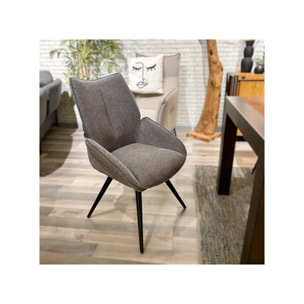 Chaise rotative 180° en tissu avec pieds évasés en métal noir - COLINE