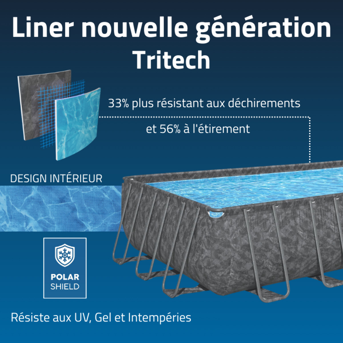 Bestway Piscine hors sol tubulaire rectangulaire Bestway APX 365 - 732 x 366 x 132 cm gris foncé