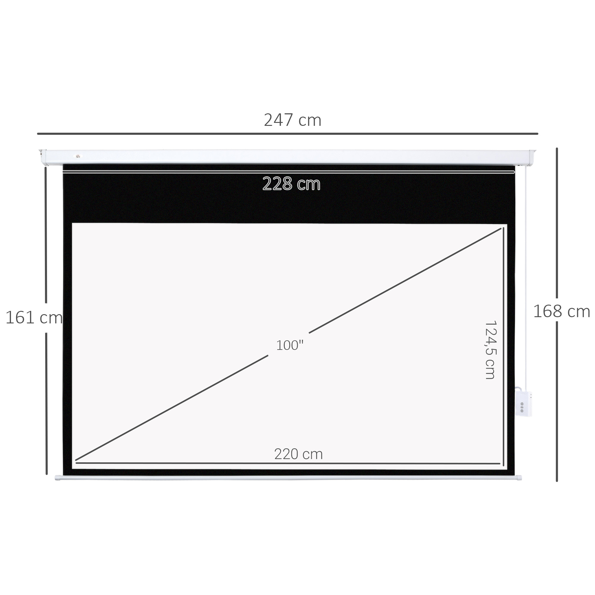 Écran de projection motorisé 100 pouces, 16:9 4K HD - mural avec télécommande