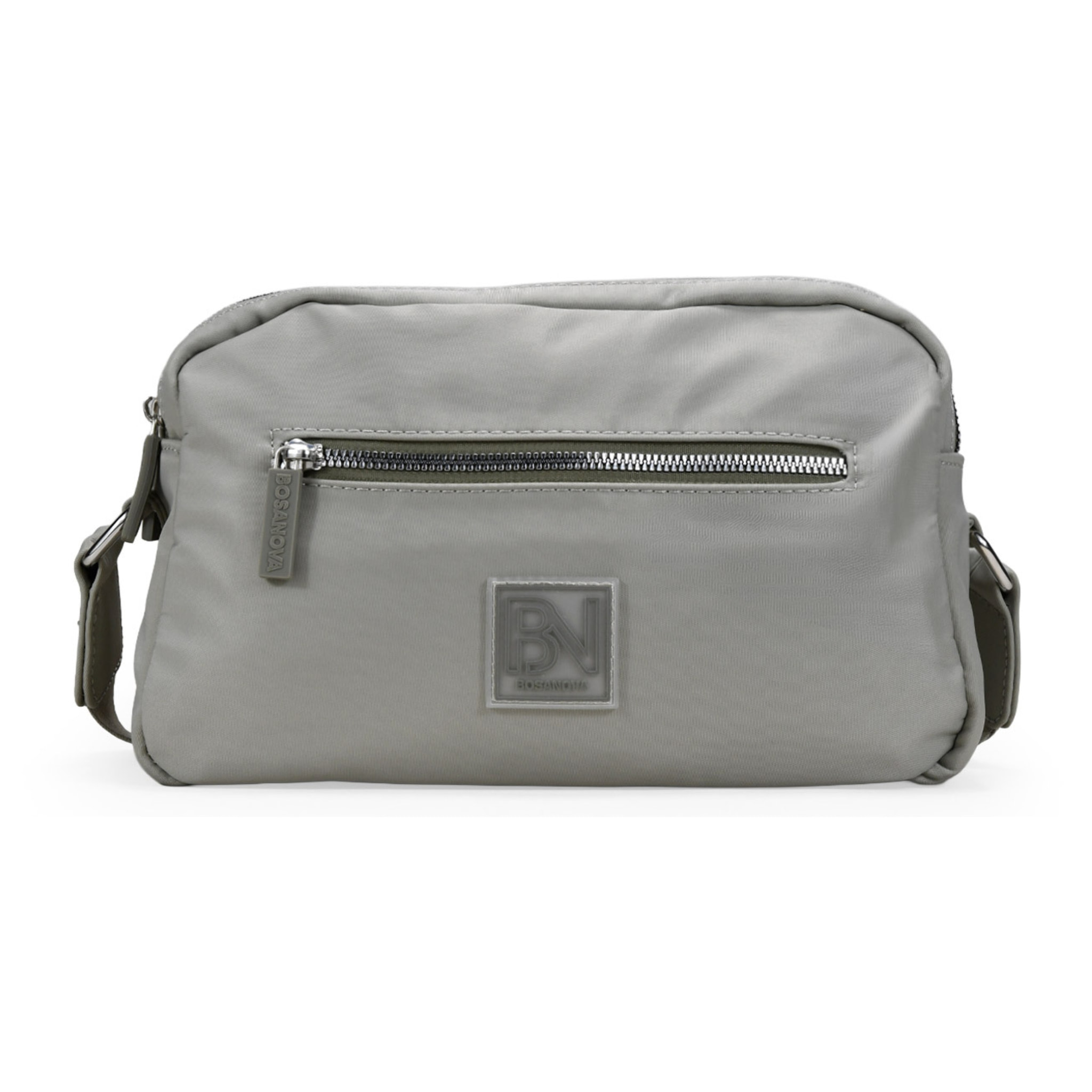 Bolso bandolera verde en nailon con doble cremallera