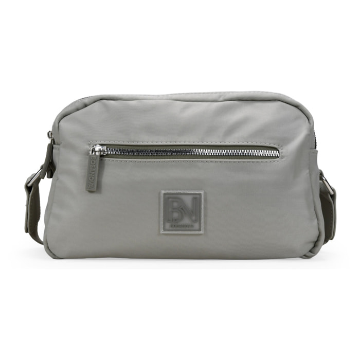 Bolso bandolera verde en nailon con doble cremallera