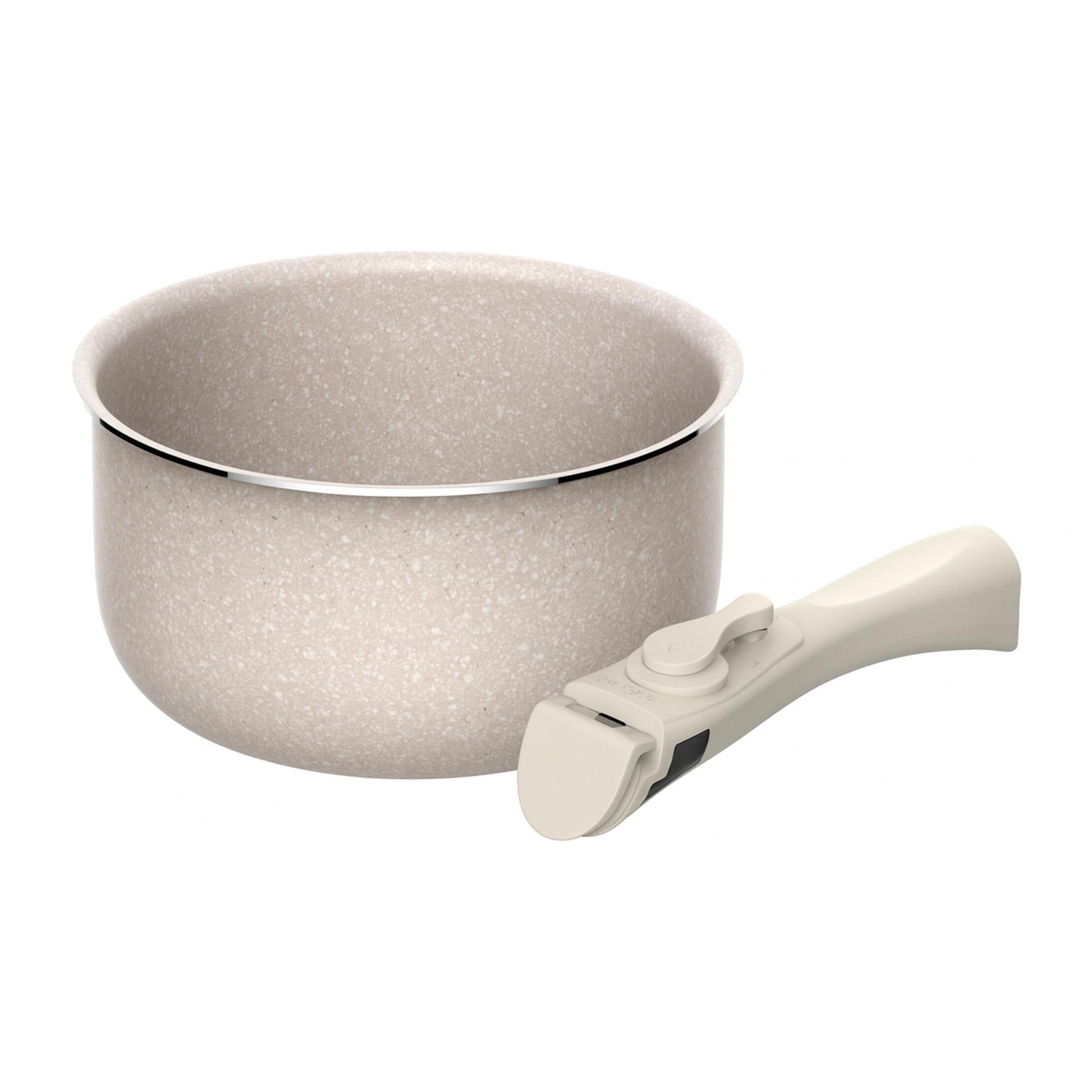 Juego de 3 cacerolas Ø16Ø18Ø20cm aluminio prensado,recubrimiento ILAG antiadherente,mango extraíble,apto inducción,sin PFOA,apto lavavajillas y horno