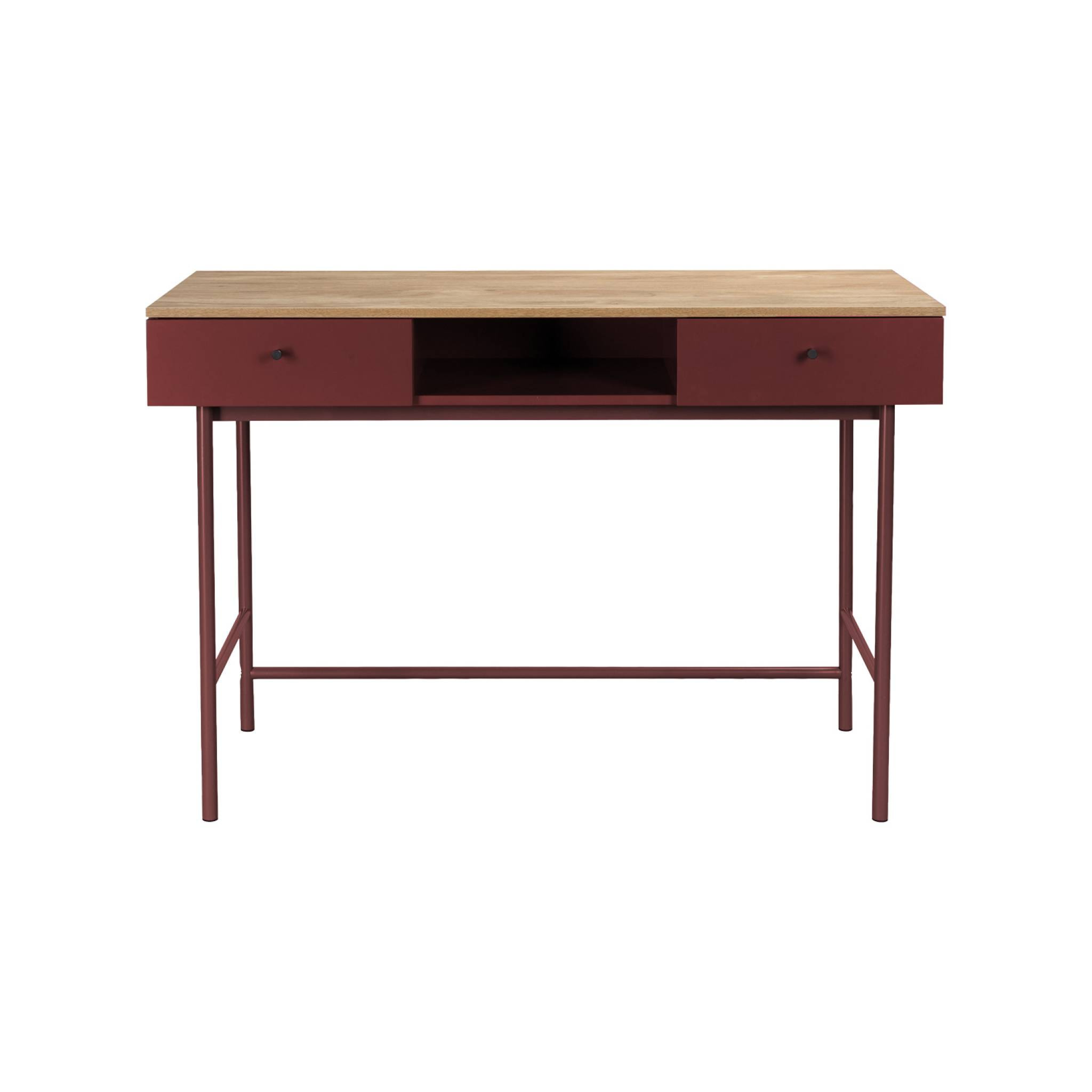 Bureau décor bois et fer 2 tiroirs 1 casier WILLIAM