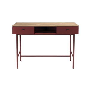 Bureau décor bois et fer 2 tiroirs 1 casier WILLIAM