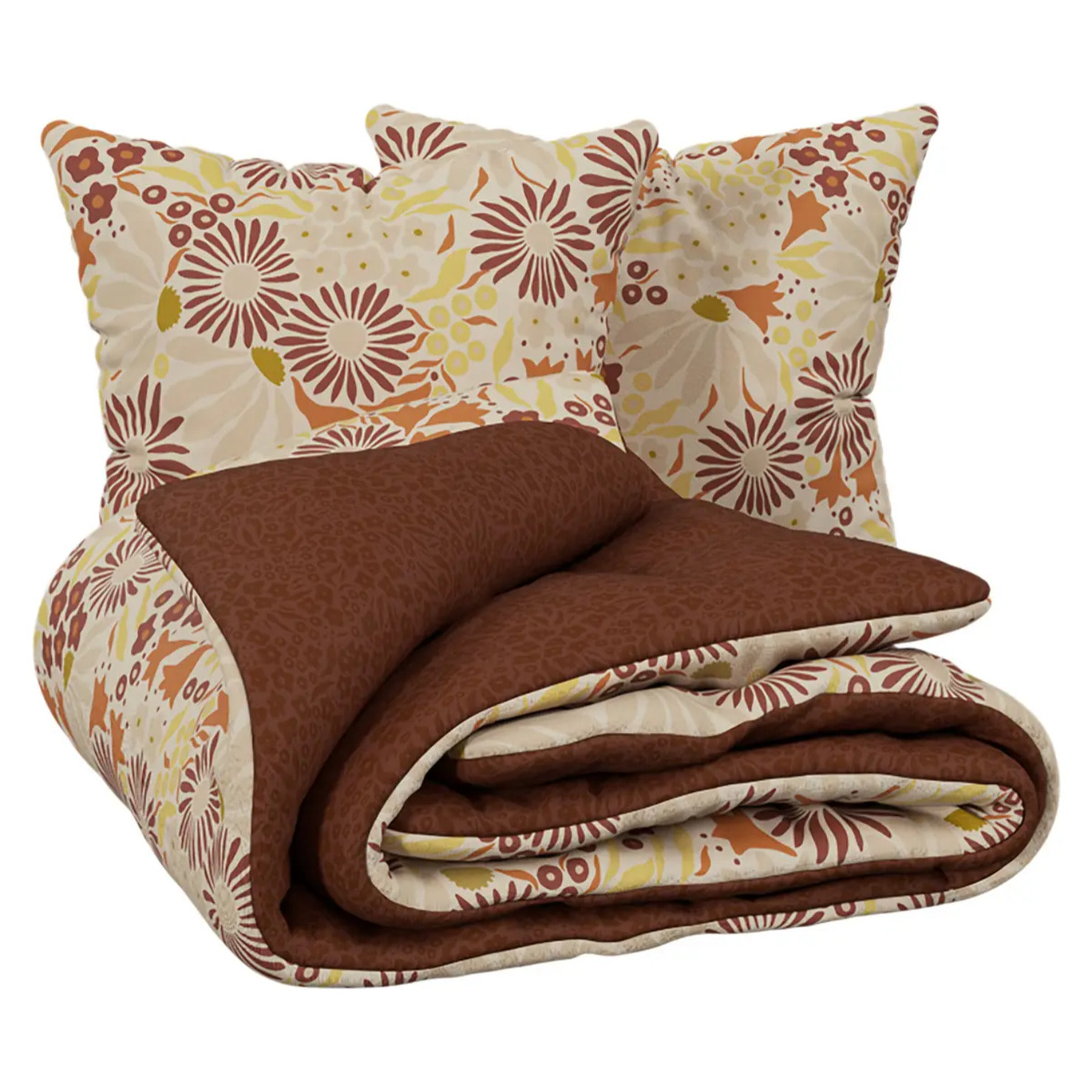 Parure de lit imprimée Daisie marron 240x220cm