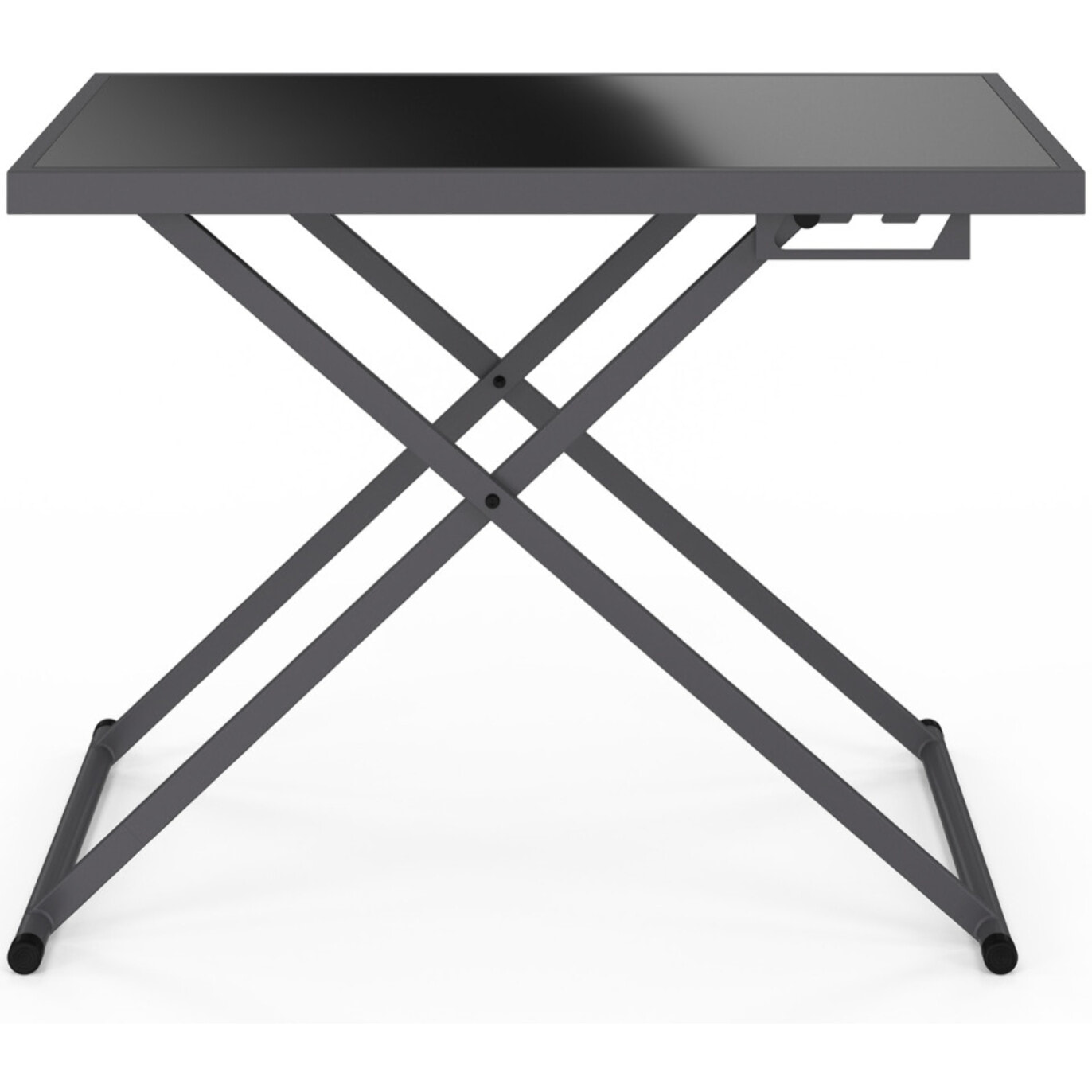 Table de jardin relevable Oleg 100cm verre trempé gris