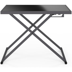 Table de jardin relevable Oleg 100cm verre trempé gris