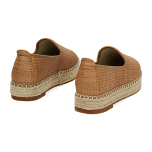 Alpargatas cognac con tacón de 3 cm