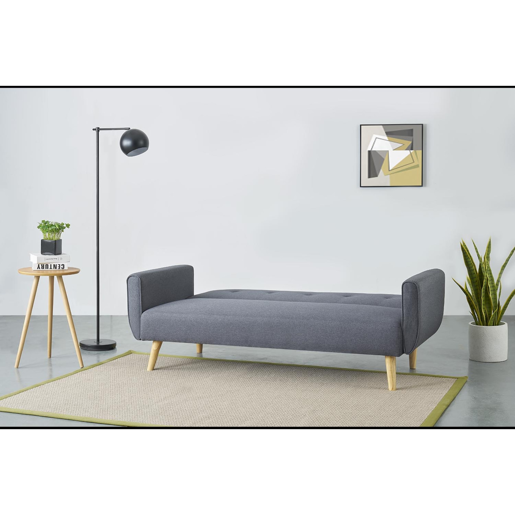 OLIVER Canapé scandinave convertible 3 places gris