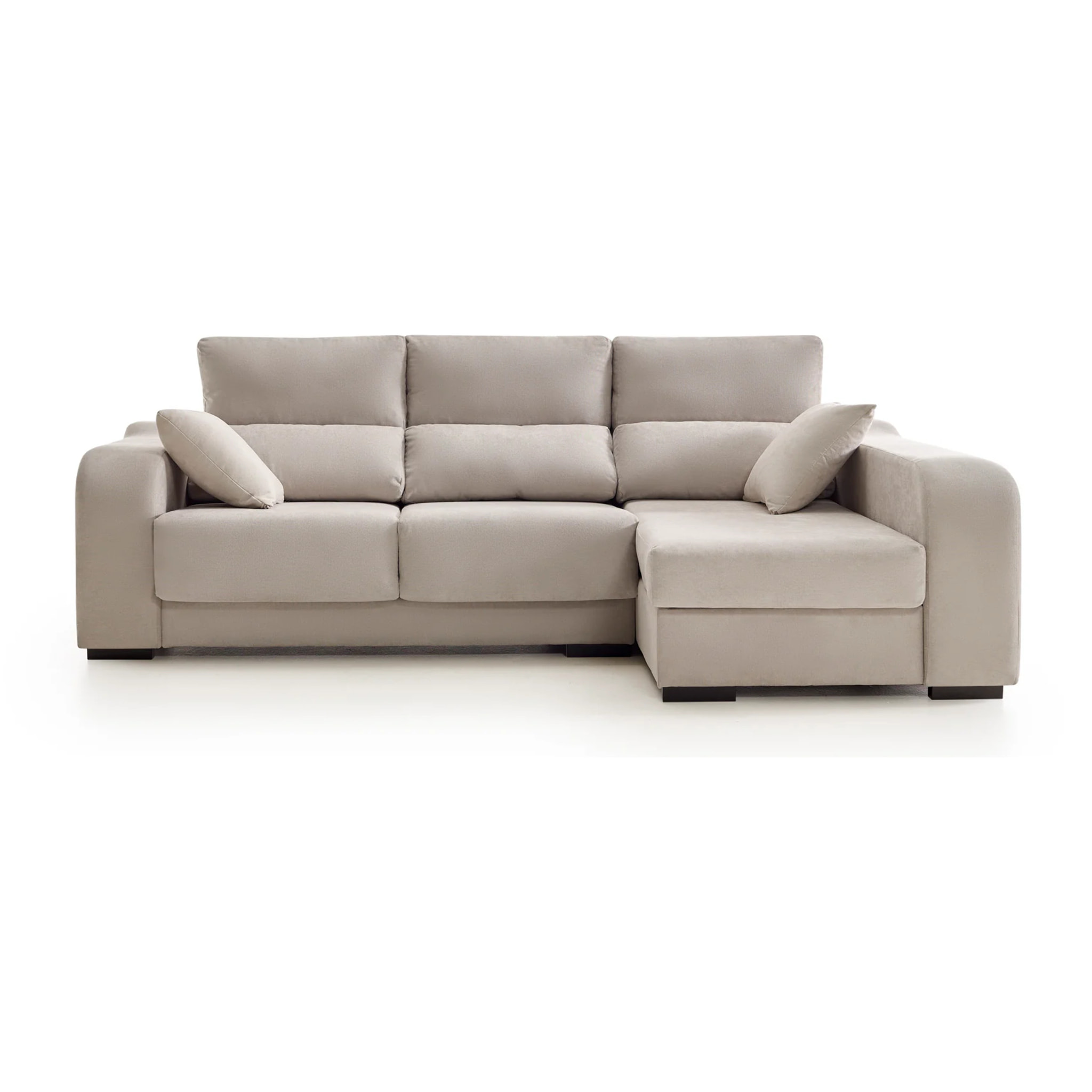 Sofá Chaiselongue Zafiro 3 Plazas Tela Antimanchas Derecha Color Beige