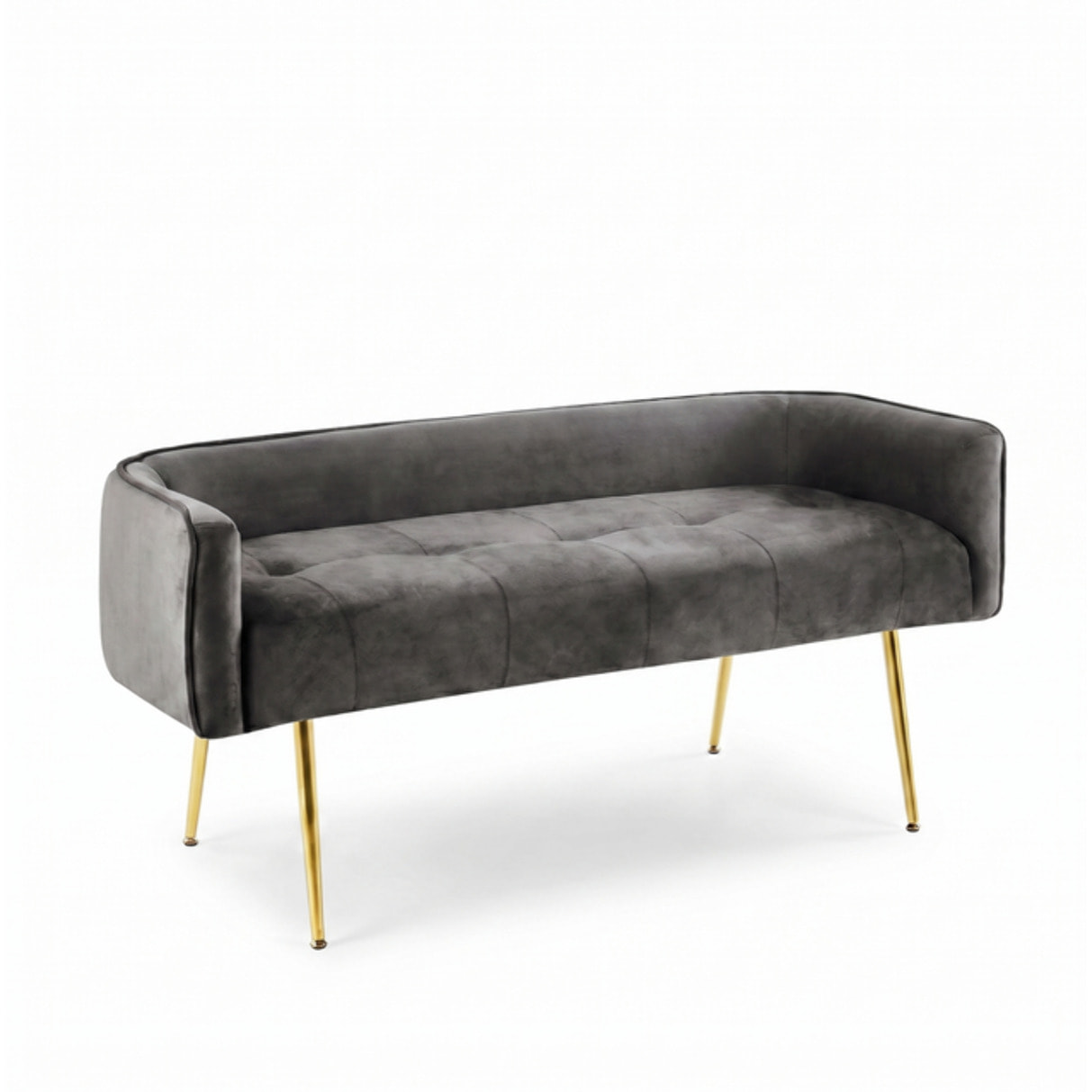 Divanetto Imbottito in Effetto Velluto con Braccioli e Gambe in Acciaio, Seduta Elegante dal Design Moderno per Camera da Letto, Ingresso, Soggiorno e Studio