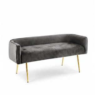 Divanetto Imbottito in Effetto Velluto con Braccioli e Gambe in Acciaio, Seduta Elegante dal Design Moderno per Camera da Letto, Ingresso, Soggiorno e Studio