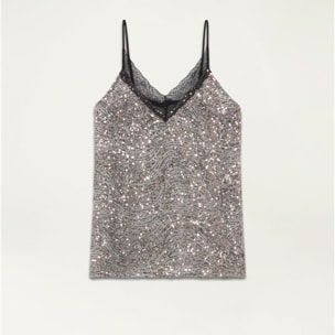 Oltre - Top lingerie in paillettes - Grigio