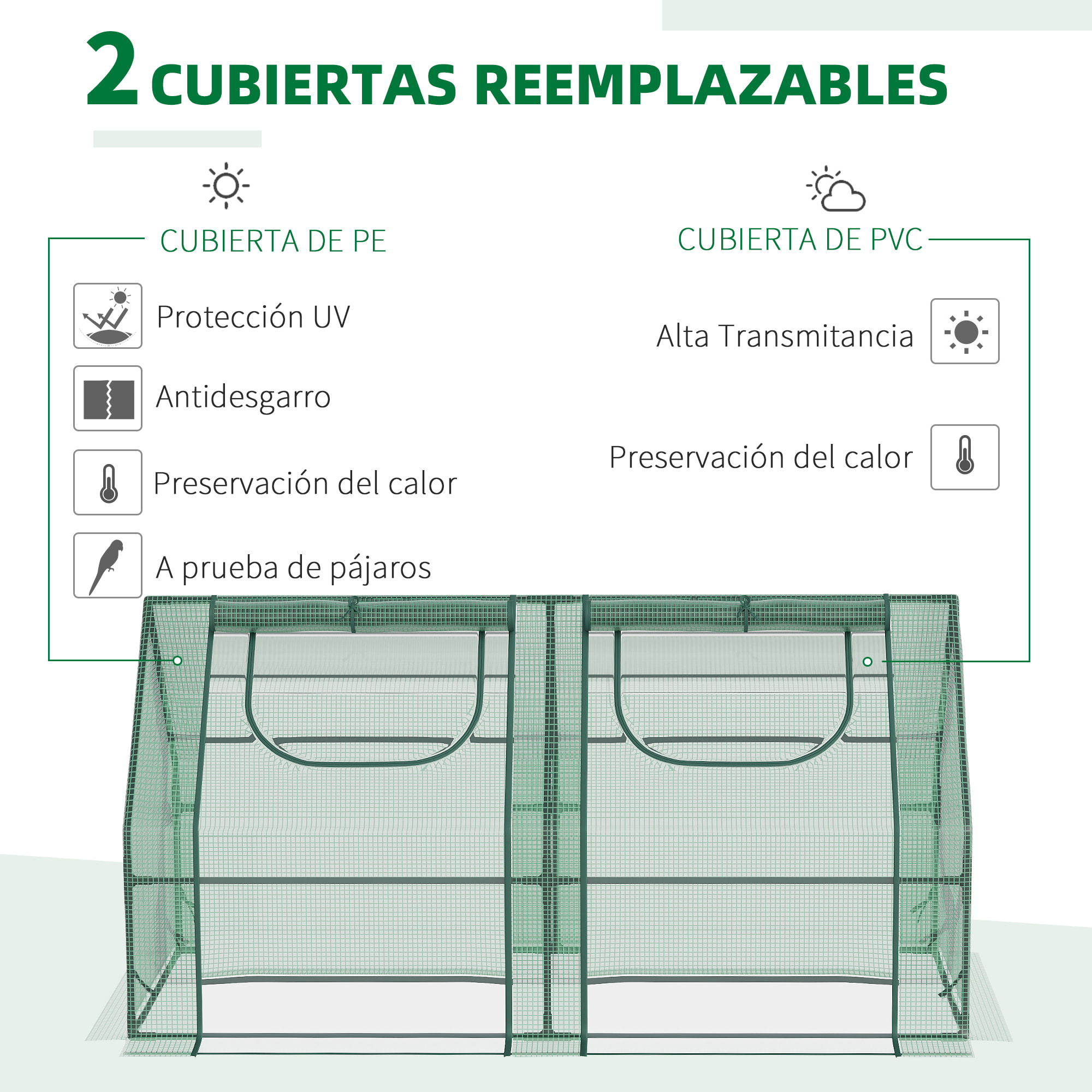 Invernadero Pequeño Invernadero de Exterior con Cubierta Doble Ventanas y Marco de Acero Invernadero para Cultivar Tomates Plantas Flores 180x90x90 cm Verde