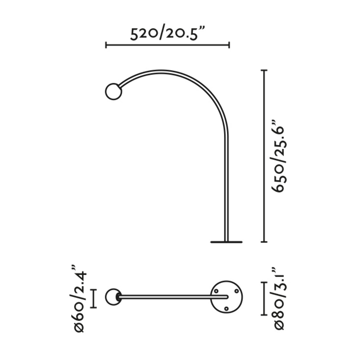 CUCA 650 Lampada paletti muro nero