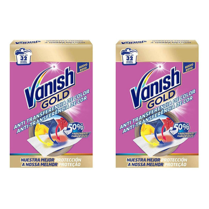 Toallitas antitransferencia de color para la ropa Vanish Gold 32 unidades