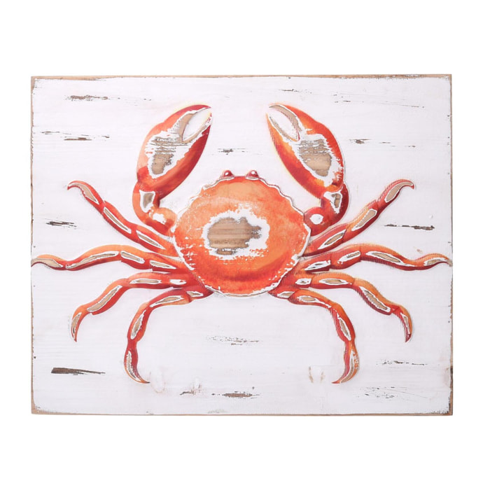 Quadro in legno "mare" granchio rettangolare cm47x38x4