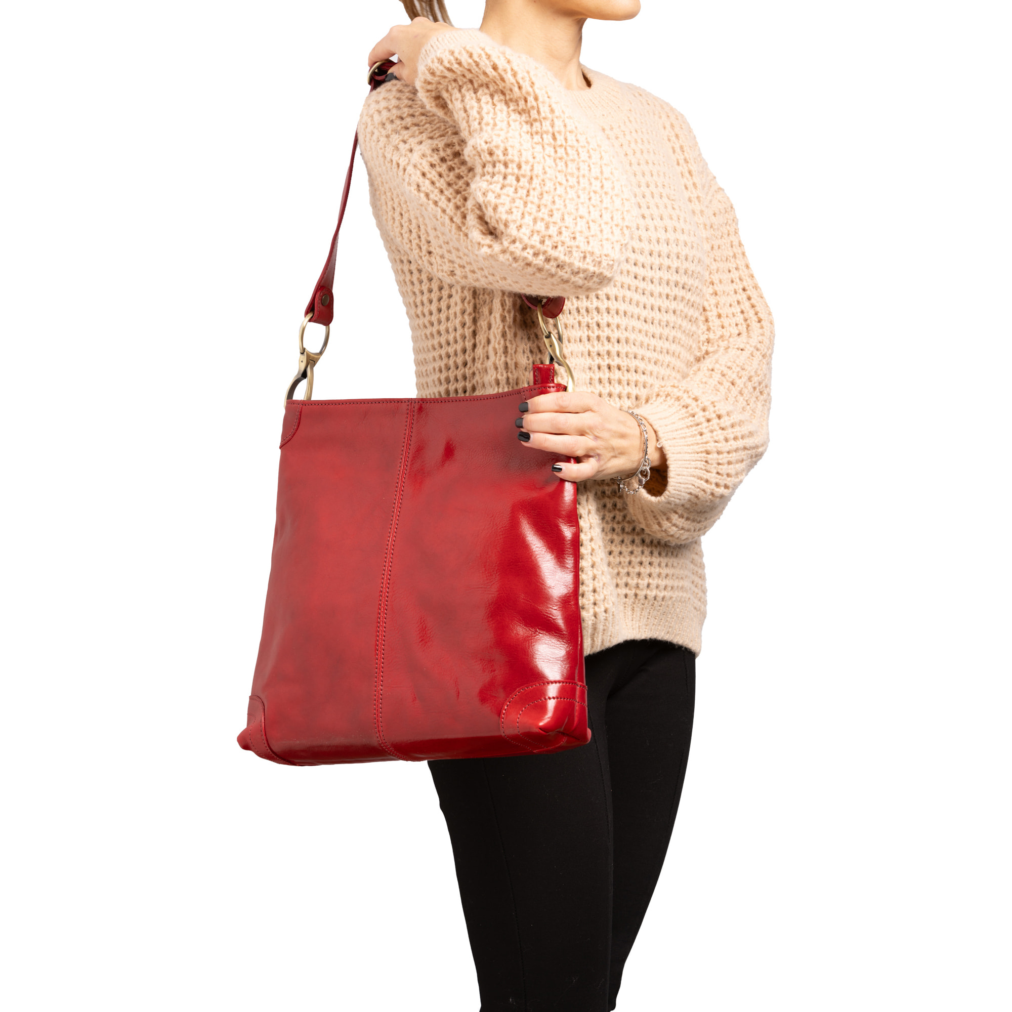 Borsa a spalla  da donna In Vera pelle Made in Italy 32x32x11 cm