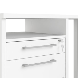 Scrivania Alfango, Scrittoio multiuso, Tavolo per ufficio porta PC, Piano di lavoro, 159x151 h75 cm, Bianco