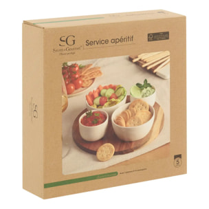 Service apéritif Elegance 5 pièce(s) blanc D26xp6,5cm