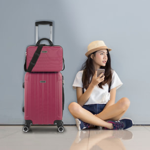 Juego De Trolley Cabina Y Neceser Itaca Havel Fresa