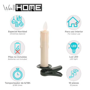 juego de 10 luces led sin cable con mando a distancia y temporizador