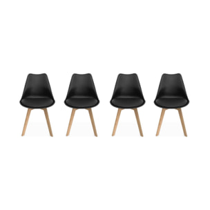 Lot de 4 chaises scandinaves. pieds bois de hêtre. chaise 1 place. noirs
