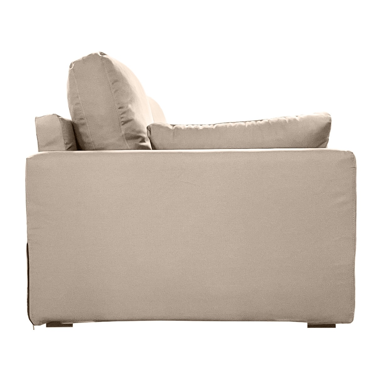 Canapé 2 pl TRESSIN 170 cm fixe tissu coton Taupe - 100% déhoussable - Fab. France