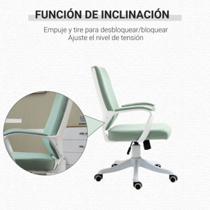 Silla de Oficina Giratoria Silla de Escritorio Basculante con Reposabrazos y Altura Ajustable para Dormitorio Salón Carga 120 kg 62x69x92-100 cm Verde