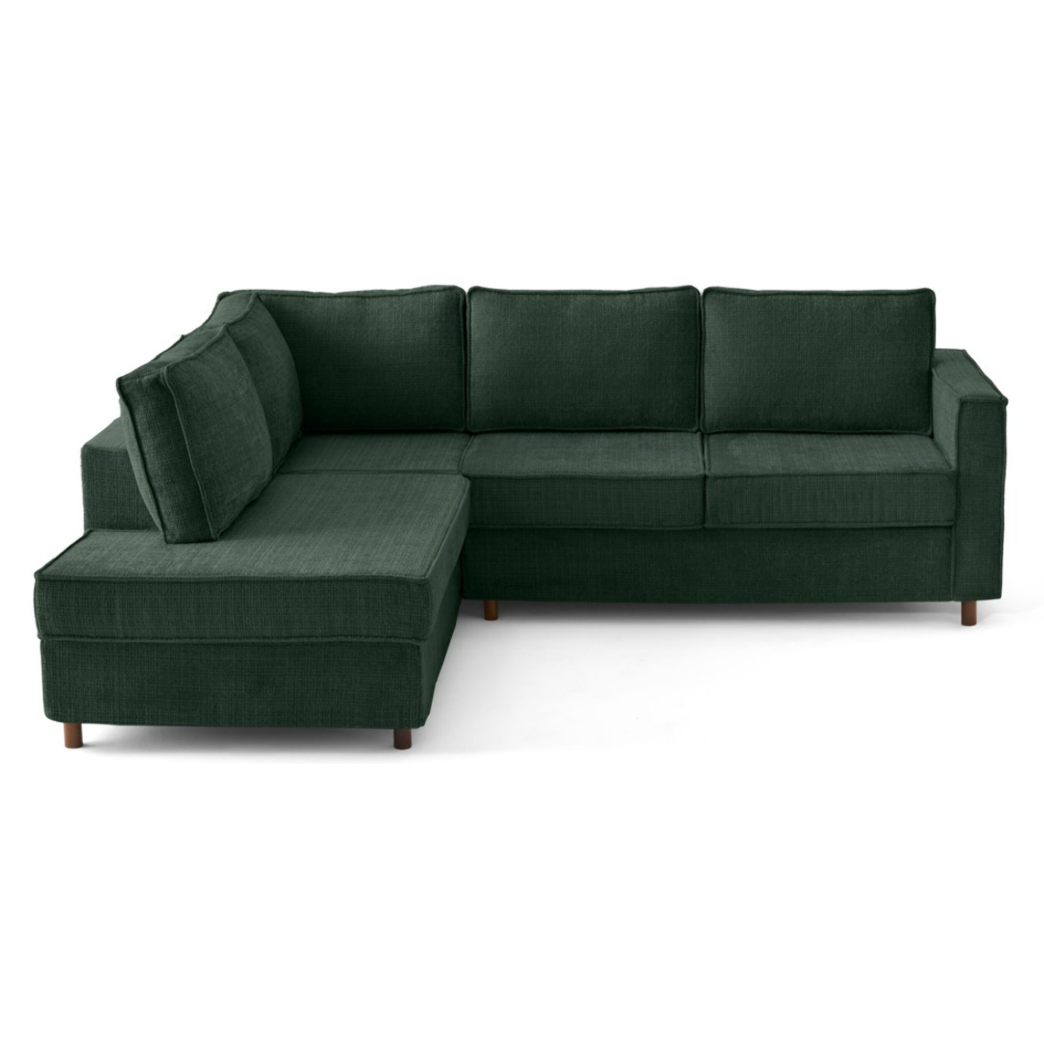Housse en velours texturé pour canapé déhoussable Jake d'angle gauche 5 places - Vert