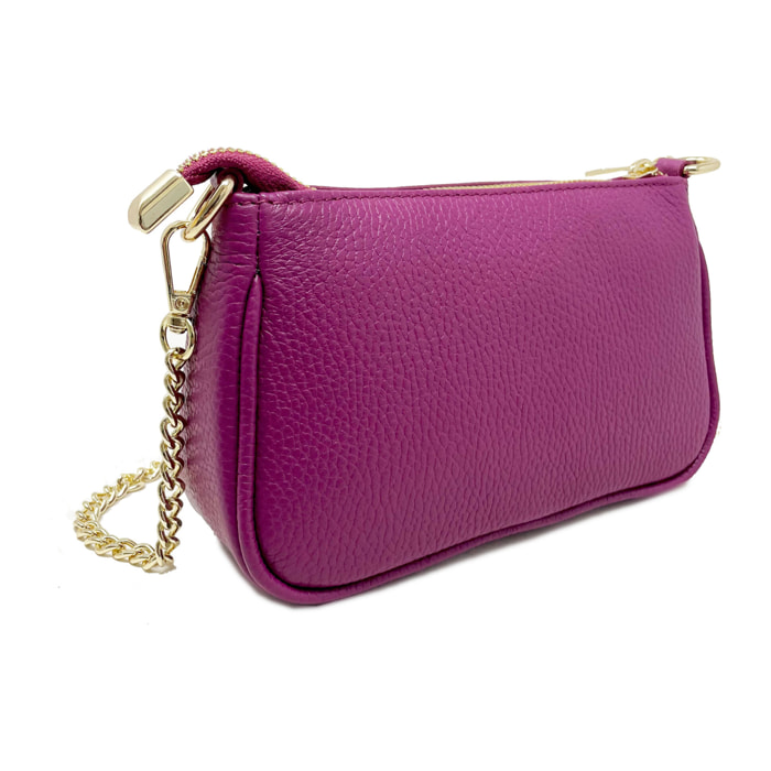 Chicca Borse - Tracollina Clutch Donna in Vera Pelle - Colore Viola