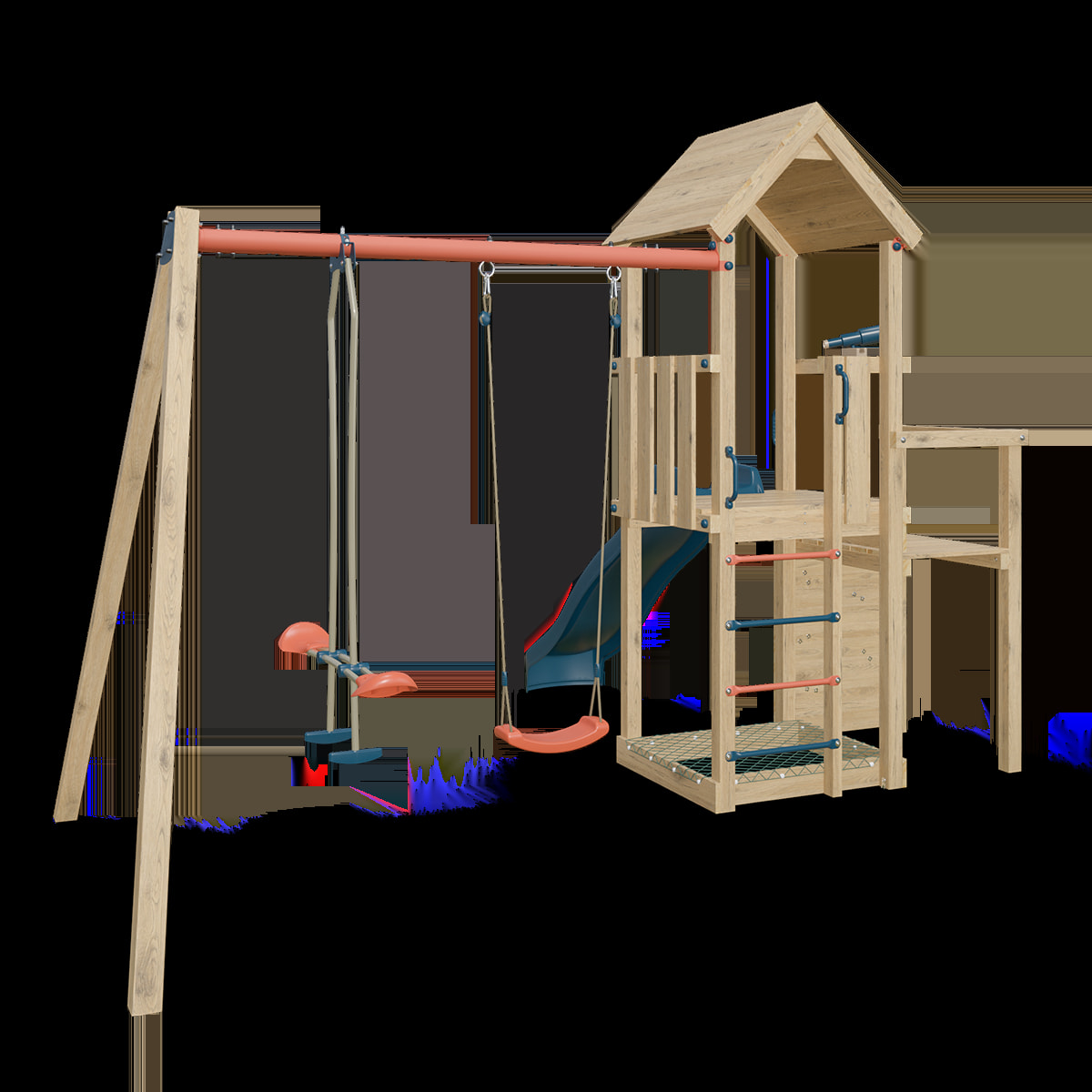 Aire de jeux en bois poutre métal 2,30 m XCHANGE PLAYER