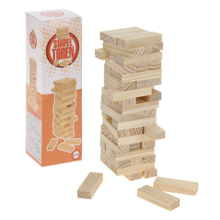 Well home - juego de torre apilable en madera con 54 piezas